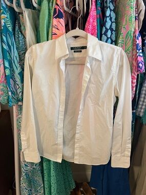 Lauren Ralph Lauren White Classic Cotton Button-Up Shirt